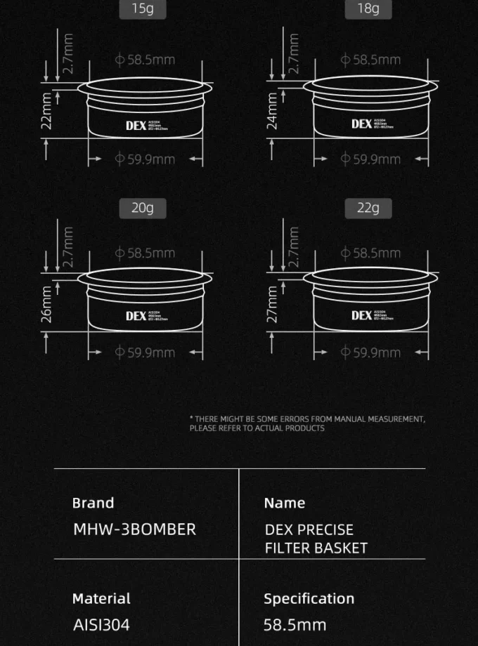 MHW-3BOMBER DEX Precise Coffee Basket
