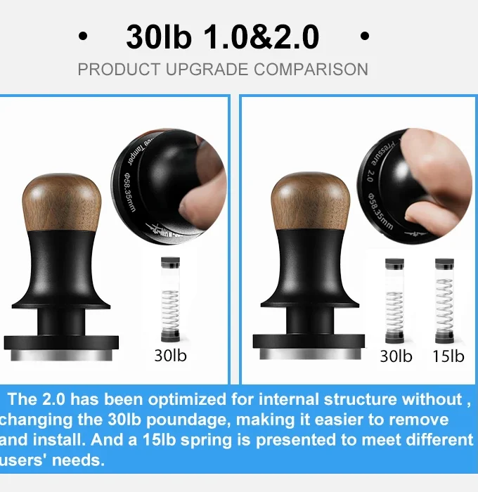 MHW-3BOMBER Espresso Tamper 51/53/58mm with Calibrated Spring