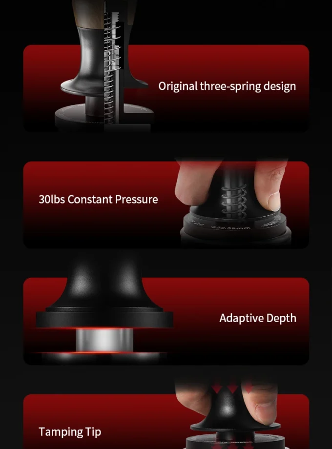 MHW-3BOMBER Espresso Tamper 51/53/58mm with Calibrated Spring