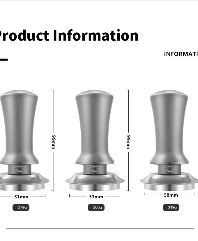 Calibrated Coffee Tamper – Constant Pressure Spring-Loaded Espresso Tamper (51mm / 53mm / 58mm)