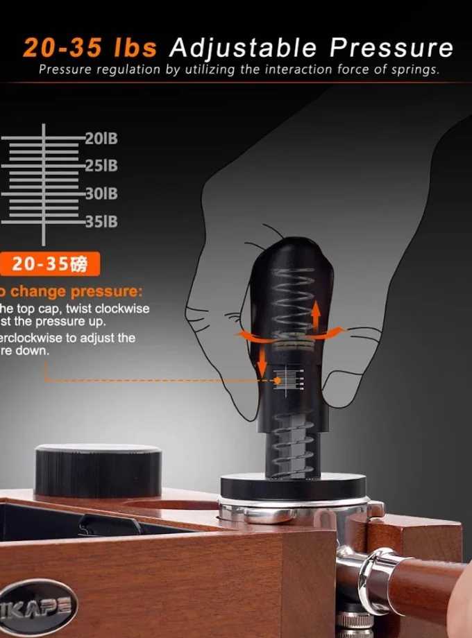 IKAPE Calibrated Adjustable Pressure Spring Tamper (51-58.5mm)