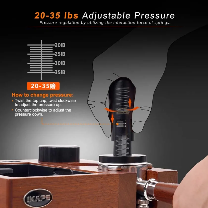 IKAPE Adjustable Spring Tamper | 51-58.5mm Calibrated