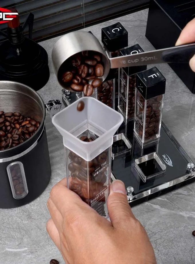 IKAPE Coffee Bean Cellars with Stand & Hopper (6 or 12 Tubes)