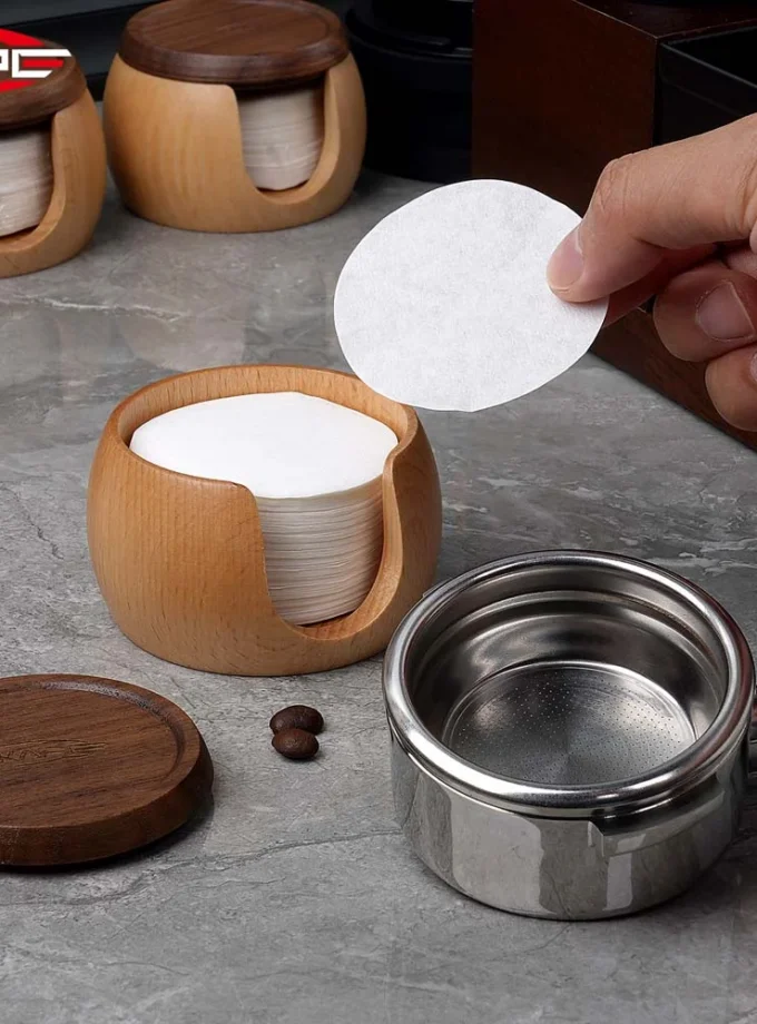 IKAPE Espresso Paper Filters 200pcs + Wooden Box (51-58.5mm)
