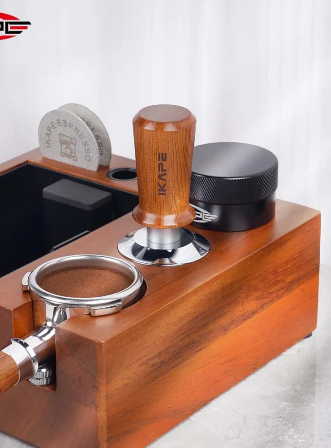 IKAPE Spring Loaded Calibrated Tamper Wooden Handle (49-58mm)