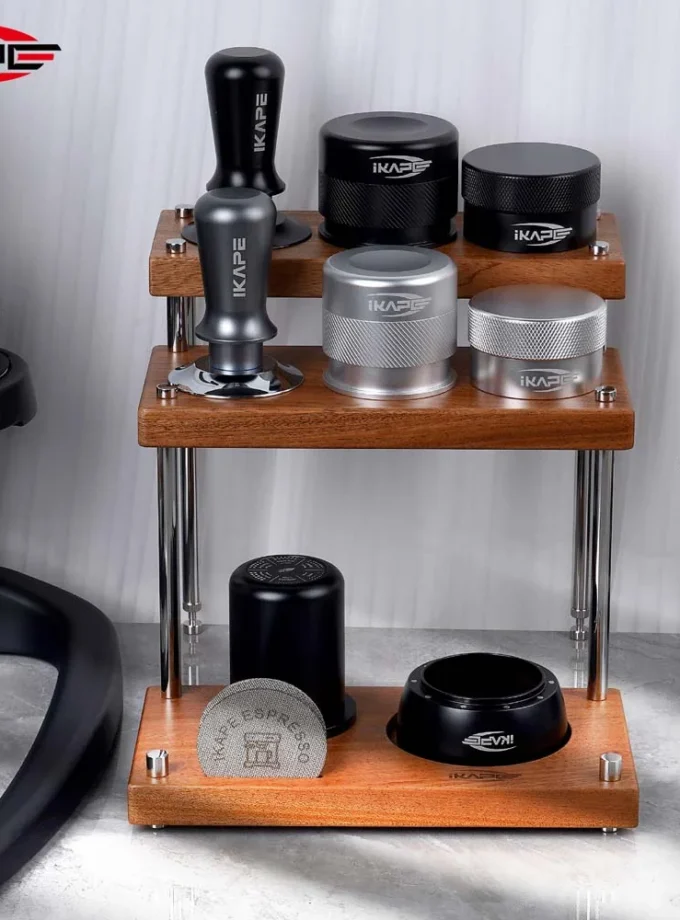 IKAPE 3-Tier Coffee Utensils Organizer — Walnut or Sapele