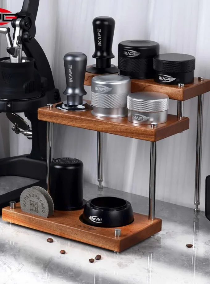 IKAPE 3-Tier Coffee Utensils Organizer — Walnut or Sapele