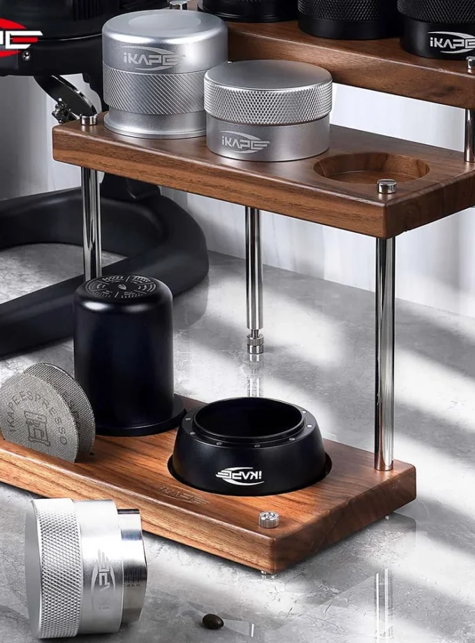 IKAPE 3-Tier Coffee Utensils Organizer — Walnut or Sapele