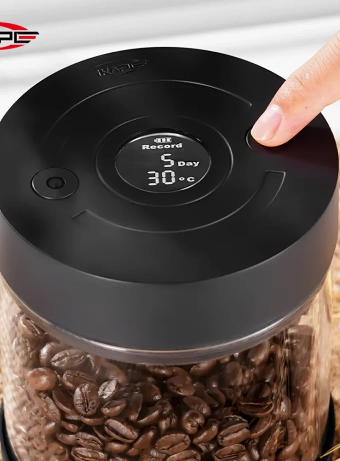 IKAPE Electric Vacuum Coffee Bean Canister with Display