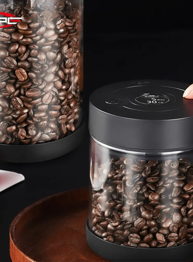 IKAPE Electric Vacuum Coffee Bean Canister with Display