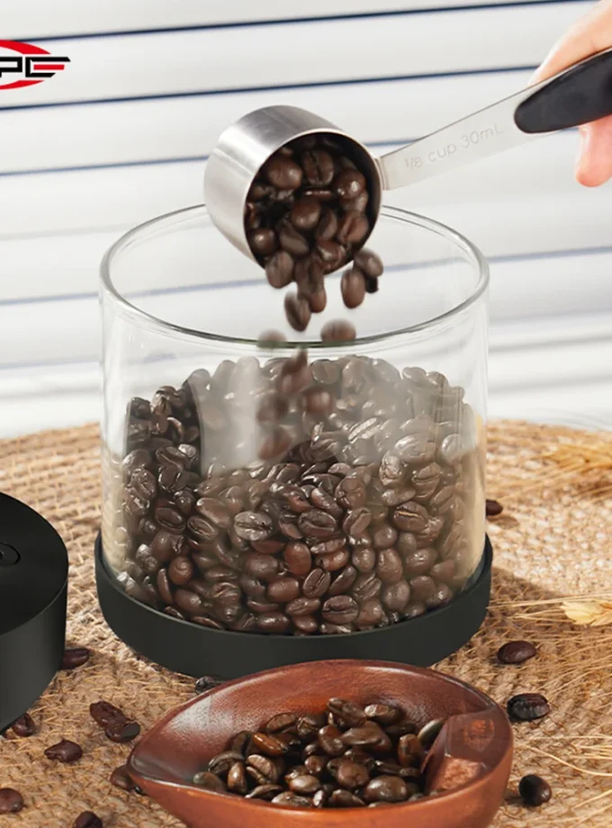 IKAPE Electric Vacuum Coffee Bean Canister with Display
