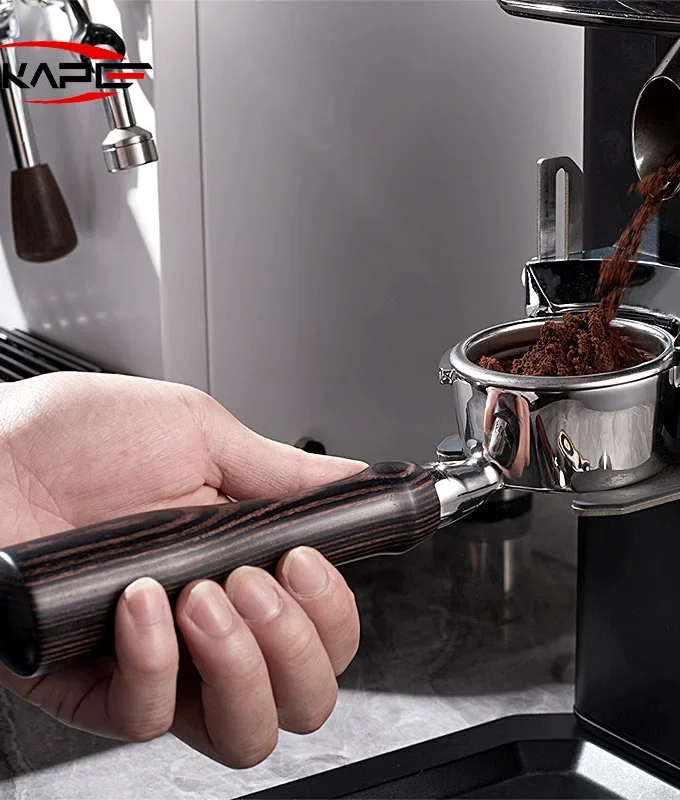 IKAPE Bottomless Portafilter — Hantom Dark Wood (54/58mm)