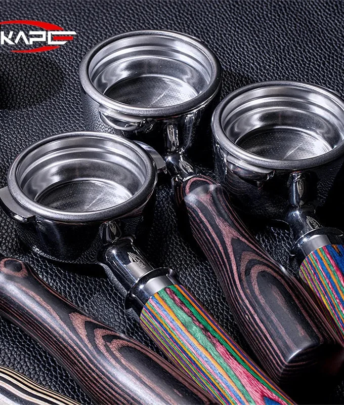 IKAPE Bottomless Portafilter — Hantom Dark Wood (54/58mm)