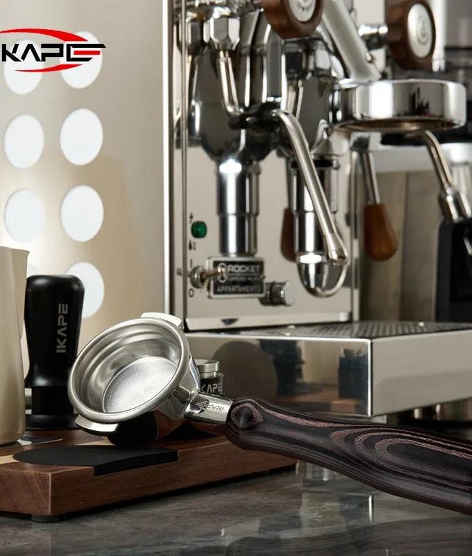 IKAPE Bottomless Portafilter — Hantom Dark Wood (54/58mm)