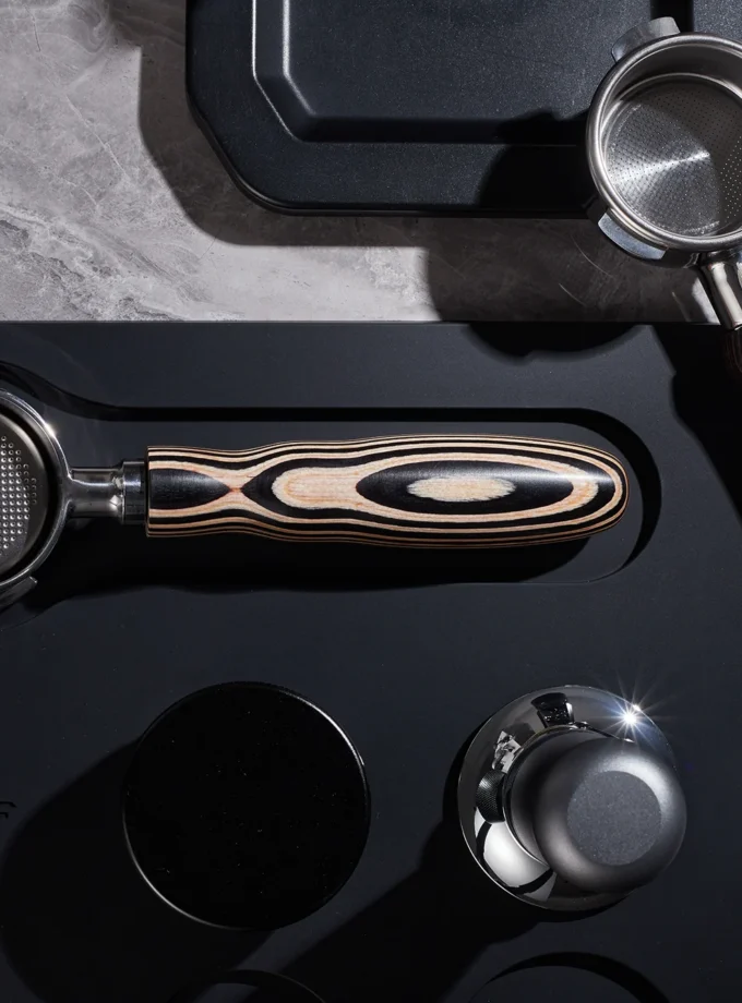 IKAPE Bottomless Portafilter — Pearl White Wood (51/54/58mm)