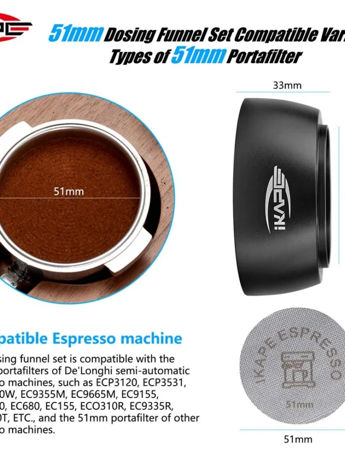 IKAPE Magnetic Dosing Funnel with Puck Screen (51/54/58mm)