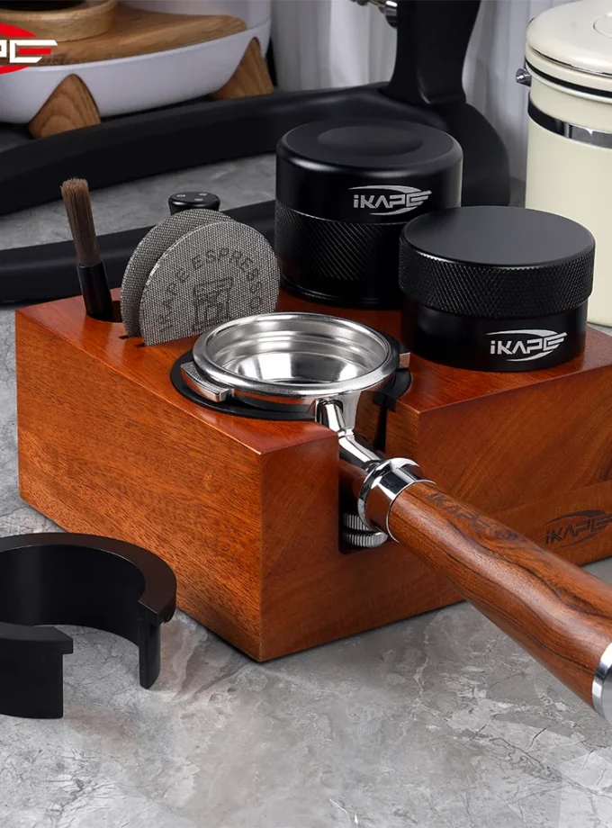 IKAPE 7-in-1 Wooden Espresso Tamper Station