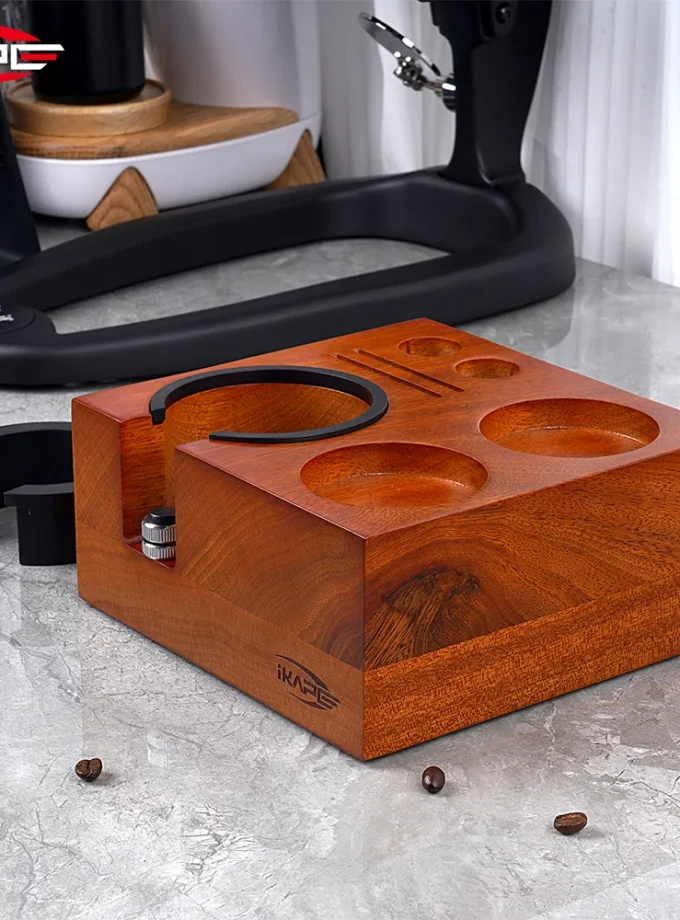 IKAPE 7-in-1 Wooden Espresso Tamper Station