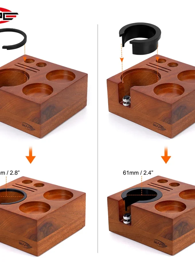 IKAPE 7-in-1 Wooden Espresso Tamper Station