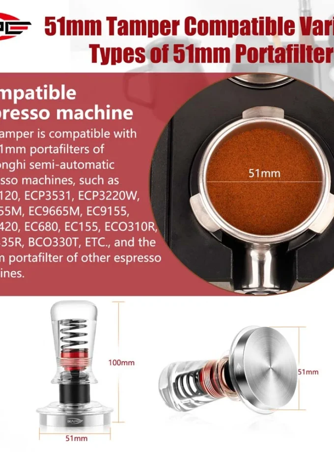 IKAPE V3 Transparent Handle Calibrated Tamper (51/53.3mm)