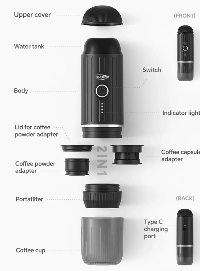 IKAPE Portable Electric Espresso Machine — Hot & Cold