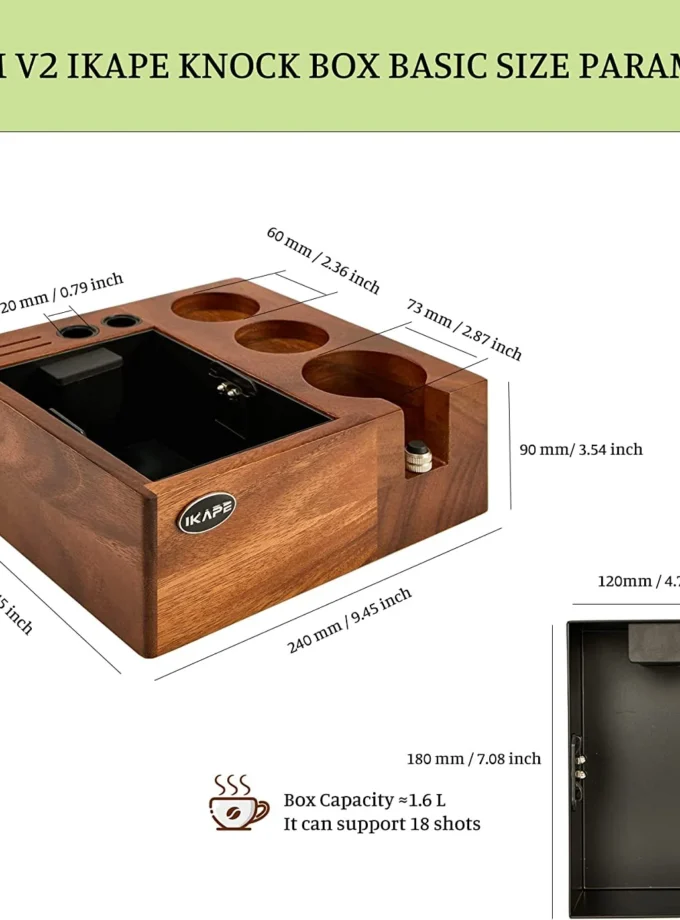 IKAPE V2 Espresso Knock Box & Organizer (51/54/58mm)